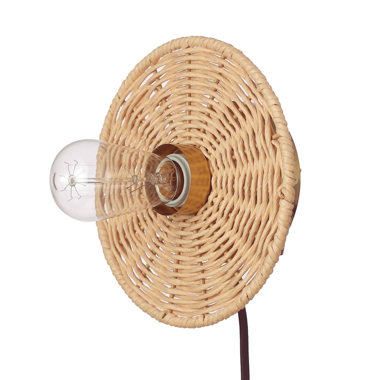 Applique murale enfichable ou fixe à une ampoule avec base en ficelle naturelle, 91004441