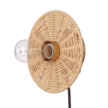 Applique murale enfichable ou fixe à une ampoule avec base en ficelle naturelle, 91004441