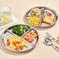 thumbnail image 4 of Assiettes de Dîner en Acier Inoxydable en Silicone à Succion Plateau de Service Compartimenté Assiettes Empilables pour Déjeuner Plateau à Collations pour Enfants Contenant de Lunch pour l'École, 4 of 8