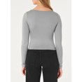 thumbnail image 4 of Diconna T-shirt pour Femmes à Manches Longues, Encolure Carrée, Uni, Coupe Ajustée, Hauts d'Automne pour Dames, Mode Urbaine, 4 of 6
