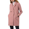 thumbnail image 2 of Allegra K Manteau Mi-Long à Manches Longues Raglan à Revers Croisé pour Femme TG Rose Foncé, 2 of 8
