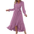 thumbnail image 1 of Gspmoly Robes pour Femmes Grande Taille, Robe Bohème Décontractée pour Femmes à la Mode, Robe à Col en V à Manches Longues, Longue Robe, Robes Formelles pour Femmes Offres, 1 of 6