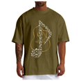 thumbnail image 1 of Xdzjlr T-Shirt pour Hommes Usage Quotidien Col Rond Imprimé Instrument de Musique T-Shirt Ample pour Hommes,TG, 1 of 5