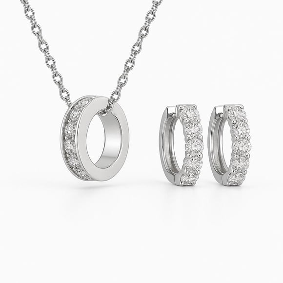 Luxury Designs Ensemble collier et boucles d'oreilles en zircone