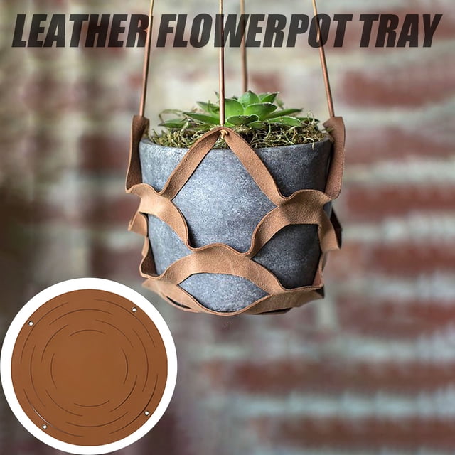 Agiferg Leather Flowerpot Tray Multi-level Hollow Out Succulent Plant Hanging Basket