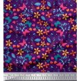 thumbnail image 3 of Soimoi Purple Modal Satin Fabric Flower & Butterfly Print Sewing Fabric BTY 42 Inch Wide, 3 of 5