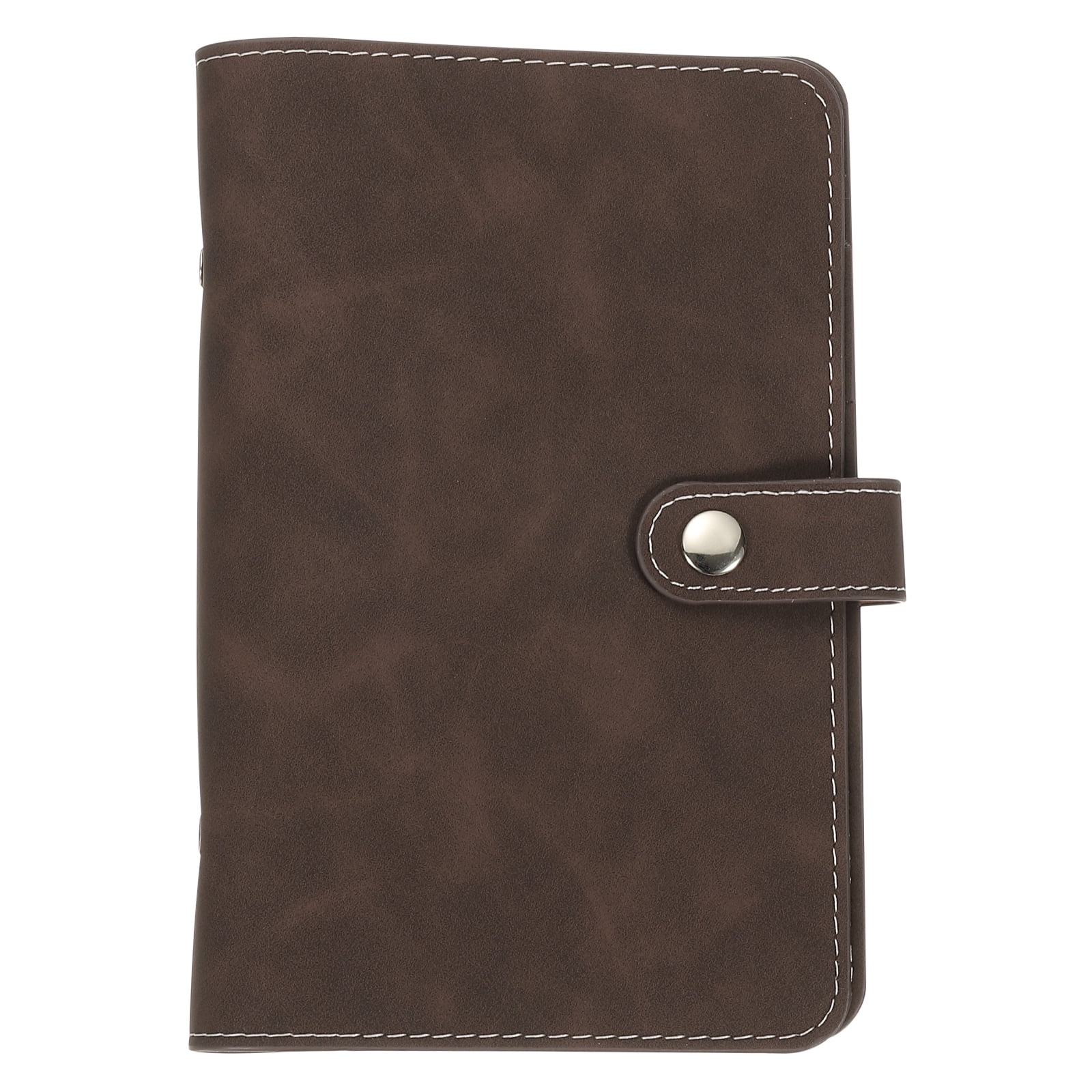 Uxcell A6 PU Leather Binder Cover, 6 Ring Loose Leaf Binder Protector Round Ring Binder Cover Refillable Notebook Binder for Meeting Photocard Budget Notebook Folder, Dark Brown