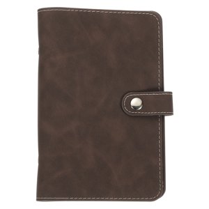 Uxcell A6 PU Leather Binder Cover, 6 Ring Loose Leaf Binder Protector Round Ring Binder Cover Refillable Notebook Binder for Meeting Photocard Budget Notebook Folder, Dark Brown