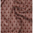 thumbnail image 1 of Soimoi Red Silk Fabric Palmette Damask Decor Fabric Printed Yard 42 Inch Wide, 1 of 6