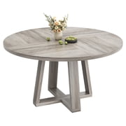 47 Inch Modern Farmhouse Round Dining Table for 4-6, Sturdy Cross Base Space-Saving Table for Kitchen & Dining Room