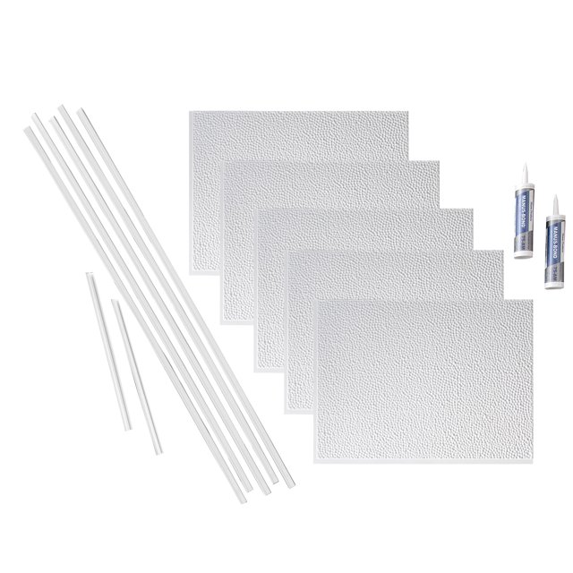 FASÄDE Hammered Decorative Vinyl Backsplash 15 sq ft Kit in Matte White