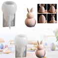 thumbnail image 2 of DIY Easter Striped Rabbit Plaster Ornaments Candle Striped Double Bunny Candle Silicone, 2 of 5