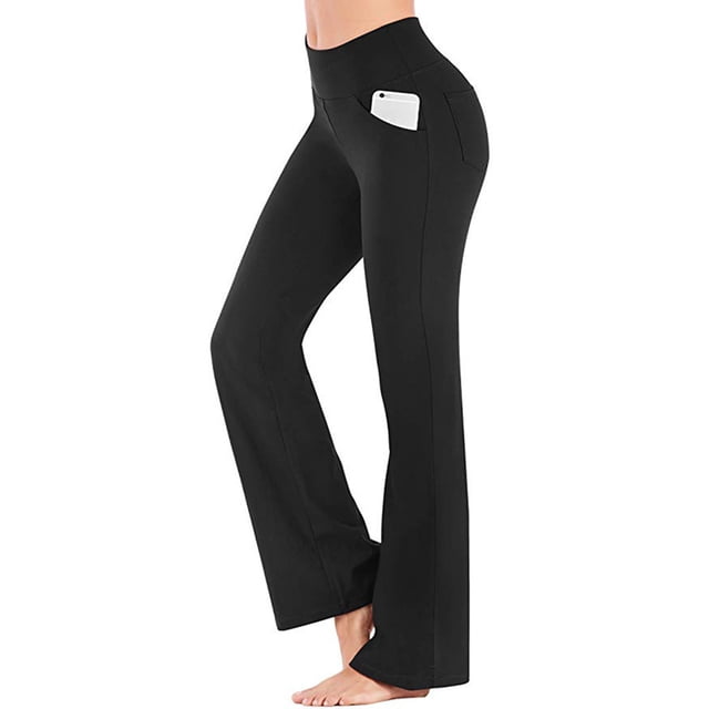 Innerwin Pantalons Taille Haute Femme Harem Course Jambes Larges Extensibles Noir 4TG