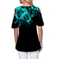 thumbnail image 3 of DYMADE Women Round Neck Off Shoulder Short Sleeve Floral Casual Top, 3 of 3
