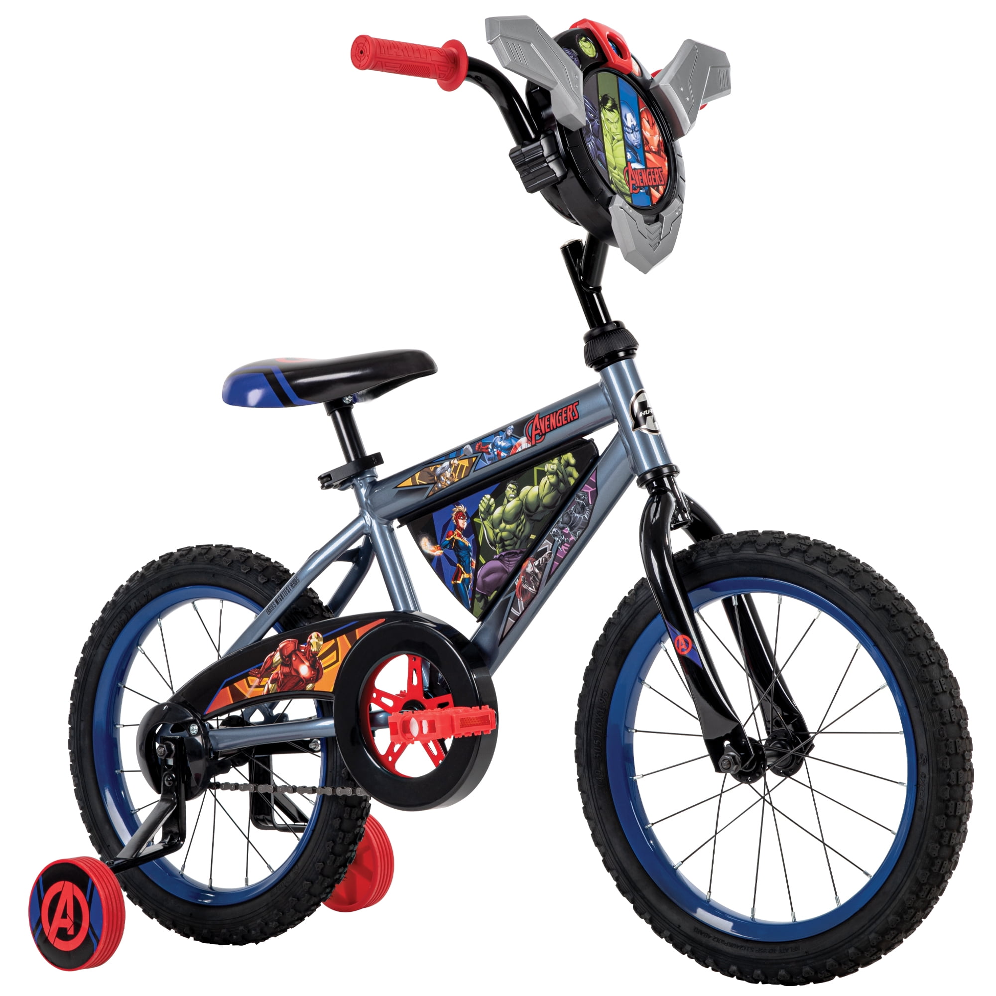 Huffy 16-inch Marvel Avengers Bike for Boys with Training Wheels, Grey/Red