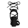 thumbnail image 4 of BLISSFUL STEP Women's Lace Up Block Heels Sandals, 4 of 7