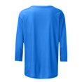 thumbnail image 4 of CHUANK T-Shirt Ajusté à Col Rond Mignon pour Femmes, Décontracté, Mi-Long, Manches 3/4, Blouse Extensible, Basique, Uni, Hauts, 4 of 5