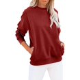 thumbnail image 1 of Pxiakgy Tenues d'Automne pour Femmes 2024 Chandail à Col Rond Uni pour Femmes Manches Longues Chandail Décontracté Mignon Léger Ample Hauts Taille : P-2TG, 1 of 8