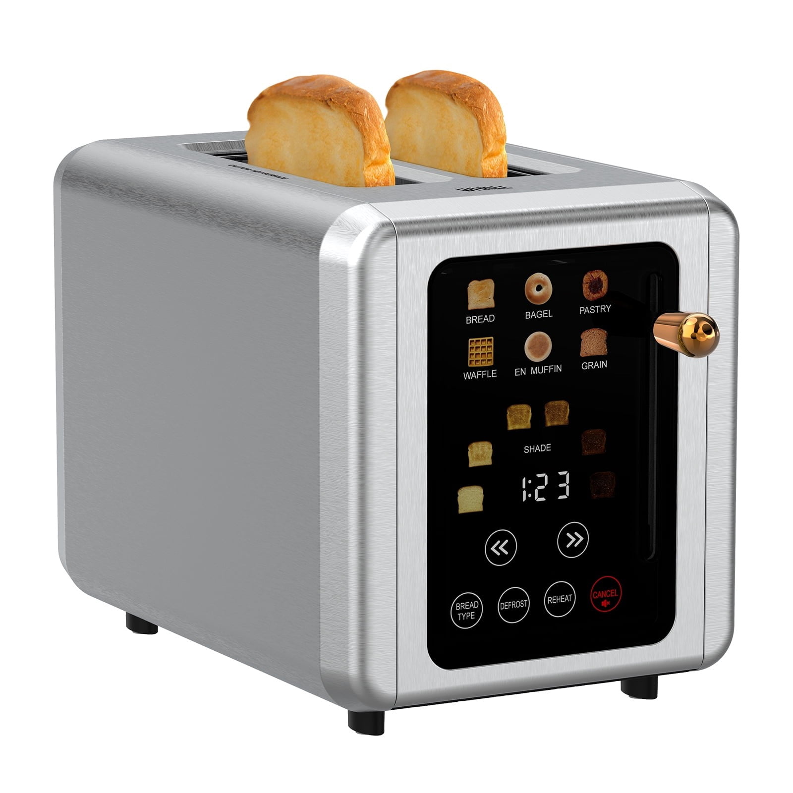 Refurbished WHALL 2 Slice Touchscreen Toaster - Stainless Steel 6 Shade Settings