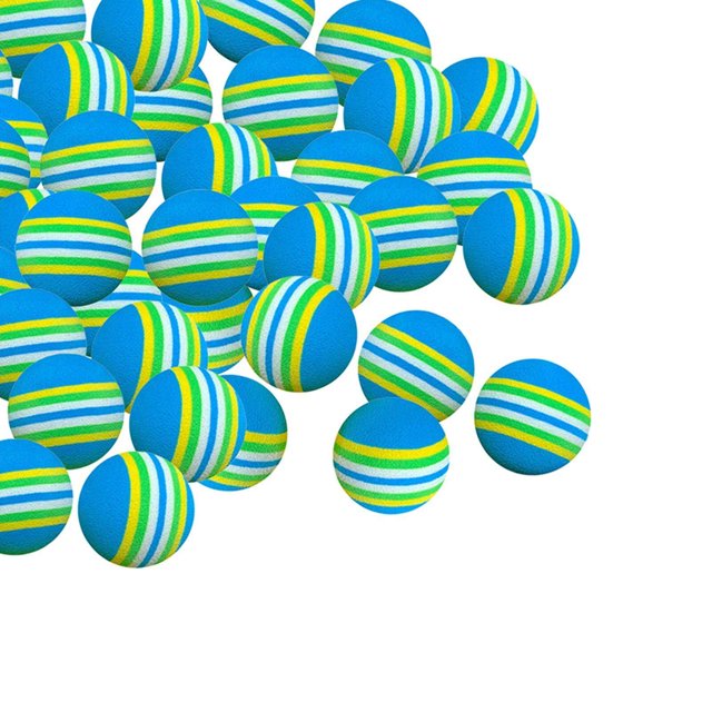 50x Balles de Golf en Éponge EVA Rayées Réutilisables pour Pratique Intérieure 42mm Bleu 42mm