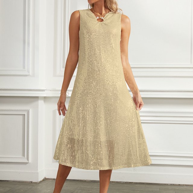 EGNMCR Robes de Soirée pour Femmes, Robes Formelles pour Femmes, Robes de Cocktail pour Femmes Mode Femme Robe Femme Couleur Unie à Paillettes