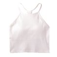 thumbnail image 2 of Workout Cropped Tank Tops for Women Built in Bra Seamless Ribbed Knit Racerback Backless Top for Teen Girls Womens V Neck Camisole Tank Tops Cotton White L, 2 of 5
