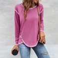 thumbnail image 1 of AherBiu T-Shirts à Manches Longues pour Femmes Col Ras du Cou Décontractés Amples T-Shirts Mode Tunique d'Automne Hauts Basiques Tee Blouses, 1 of 6