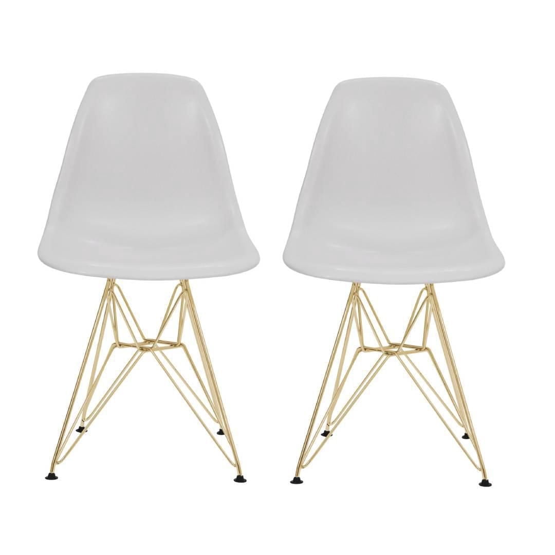 Ensemble de 2 chaises à jambes en or blanc Eiffel