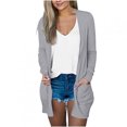 thumbnail image 1 of AherBiu Womens Cardigan Tops Long Sleeve Open Front Mid-Long Outwear with Pockets Spring Clothes, 1 of 5