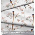 thumbnail image 2 of Soimoi Rayon Crepe Fabric Leaves,Floral & Paradise Flycatcher Bird Print Sewing Fabric Yard 46 Inch Wide, 2 of 3