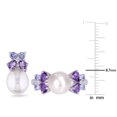 thumbnail image 4 of Miabella 8-8.5mm Cultured Freshwater Pearl, 2 Carat T.G.W. Amethyst Tanzanite and Diamond Accent Sterling Silver 2-Piece Earrings and Ring Set, 4 of 5