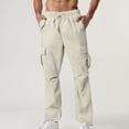 thumbnail image 2 of Beige for Man Summer Fall Cargo Track Gym Brunch Running Ruched Ripped Paperbag Straight Leg Elastic Waist Distressed Basic Long Leg Pants Man 2025 Clothes Trendy Y2K M, 2 of 9