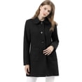 thumbnail image 1 of INSPIRE CHIC Women's Winter Single Breasted Mid Length Outerwear Overcoat Black M, 1 of 7