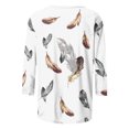 thumbnail image 4 of T-shirts d'Été pour Femmes Mode Femme Col Rond T-Shirt à Manches 3/4 Blouse Imprimée Hauts Chandail T-Shirts pour Femmes Mode T-Shirts pour Femmes pour l'Été T-Shirts à Manches 3/4 pour Femmes, 4 of 7