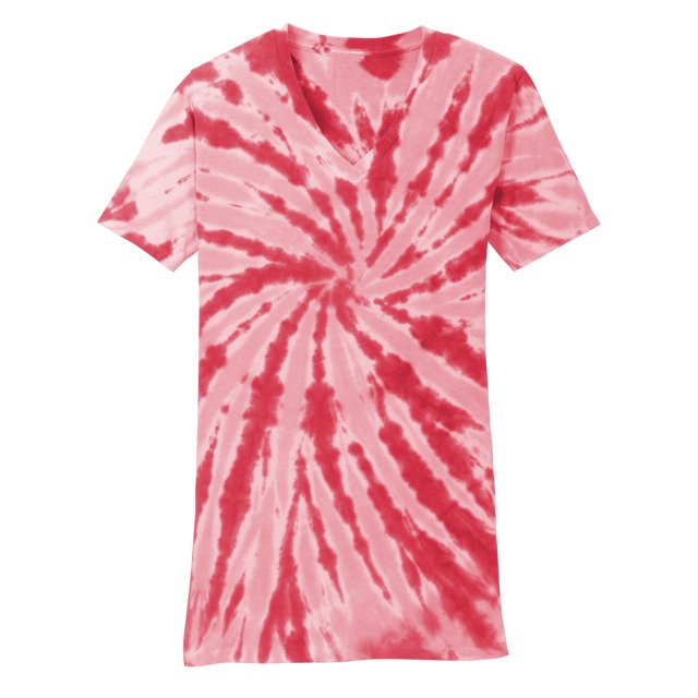Gravity Threads Womens Tie-Dye V-Neck Shirt - Red - X-Large