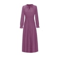 thumbnail image 4 of cfhntfmh Robes d'Invitée de Mariage pour Femmes Tendance à Découpes à Volants Col Ras du Cou Robe Maxi Smockée Ample Plissée Robe de Soirée, 4 of 5
