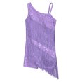 thumbnail image 4 of Mufeng Big Girls Latin Rumba Dancing Clothes Samba Tango Competition Modern Jazz Leotards Tassels Dance Dress Lavender 6, 4 of 6