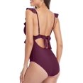 thumbnail image 2 of Womens One Piece Ruffle Cut Out Swimsuits Strappy Monokinis Bathing Suits, 2 of 6
