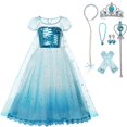 thumbnail image 1 of HAWEE Reine des Neiges Princesse Elsa Costumes Robe de Princesse Déguisement Fête Cosplay Costume avec Cape, 1 of 7