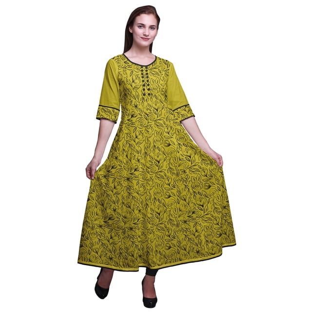 Bimba Robe Anarkali Imprimée pour Femmes, Robe Longue Maxi, Robe Ethnique