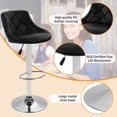 thumbnail image 3 of Modern Bar Stools Set of 2 Counter Height Adjustable Bar Chairs with Back and Chrome Base PU Leather Barstools Island Chairs for Kitchen Living Room Pub Swivel Bar Stools (Black), 3 of 7
