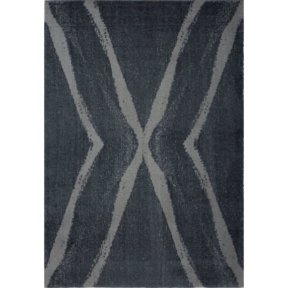Ladole Rugs Stylish Modern Abstract Vancouver Contemparory Elegent Soft Shag Shaggy Grey Area Rug Carpet 5x8 (5'3" x 7'6", 160cm x 230cm)