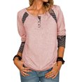 thumbnail image 1 of LAPA Women's Patchwork Long Sleeve Button Henley Shirt, 1 of 3