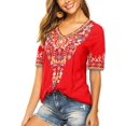 thumbnail image 5 of Women’s Emboridered Tops Short Sleeve Blouse Ethnic Style Floral Pattern Shirts Tunics Blouse, 5 of 5