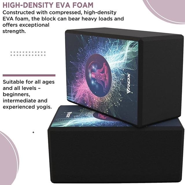 RDX Yoga Block Set, Non-Slip High-Density Eva Foam Brick for Pilates Flexibility Body Balance, Easy Grip Surface for Stability Strength Training Deepen Poses Exercise Office Home Gym, 23x15x9.8CM