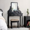 thumbnail image 3 of Gymax Vanity Set W/5 Drawers &Removable Box Makeup Dressing Table and Stool Set Black, 3 of 10