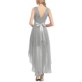thumbnail image 2 of Kmbangi Robe Trapèze de Soirée pour Femme, Dentelle Patchwork, Grande Ampleur, Robe en Mousseline, Été, Col Rond, Sans Manches, Ourlet Irrégulier, 2 of 6