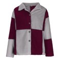 thumbnail image 4 of IROINID Veste Courte en Shearling pour Femmes Col Rabattu Contraste Couleur Manches Longues Manteau Décontracté Chaud Veste d'Hiver à Boutons Patchwork, Gris, 4 of 6