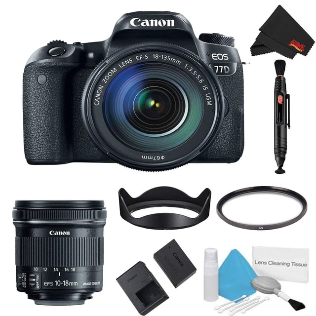 Canon EOS 77D DSLR Camera with 18-135mm Lens Bundle + Bonus 10-18mm Lens (Intl Model)
