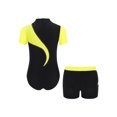 thumbnail image 2 of RUNQHUI Kids Boys Gymnastics Dance Performance Outfit Color Block Ballet Leotard with Shorts Set Fluorescent Yellow 16, 2 of 7
